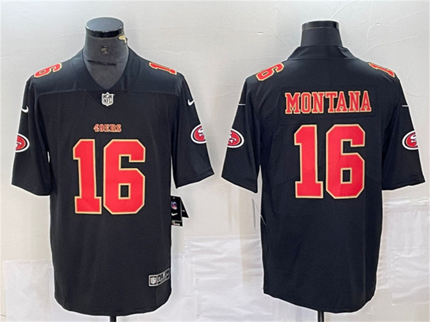 Men's Black San Francisco 49ers #16 Joe Montana Vapor Untouchable Limited Stitched Jersey